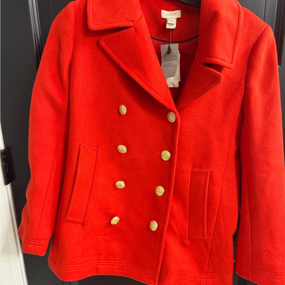 J.Crew Petite Red Wool Peacoat – Gold Buttons, Holiday Chic - Picture 7 of 7